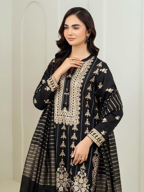 Limelight 3 Piece Lawn Suit-Paste Print (Unstitched) Black