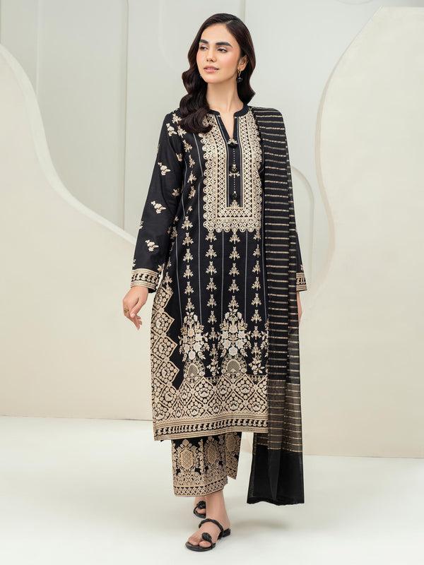 Limelight 3 Piece Lawn Suit-Paste Print (Unstitched) Black