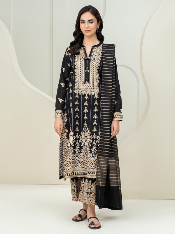 limelight 3 Piece Lawn Suit-Paste Print (Unstitched) Black