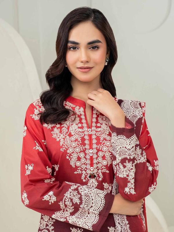 Limelight 3 Piece Lawn Suit-Paste Print (Unstitched) Red