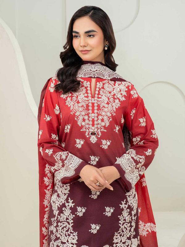 Limelight 3 Piece Lawn Suit-Paste Print (Unstitched) Red