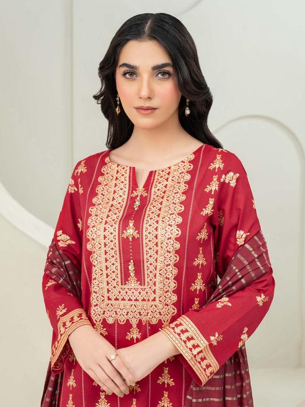 Limelight 3 Piece Lawn Suit-Paste Print (Unstitched) Red