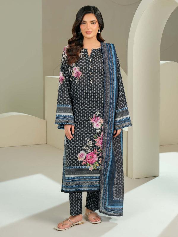 Limelight 3 Piece Lawn Suit-Printed (Unstitched) Black
