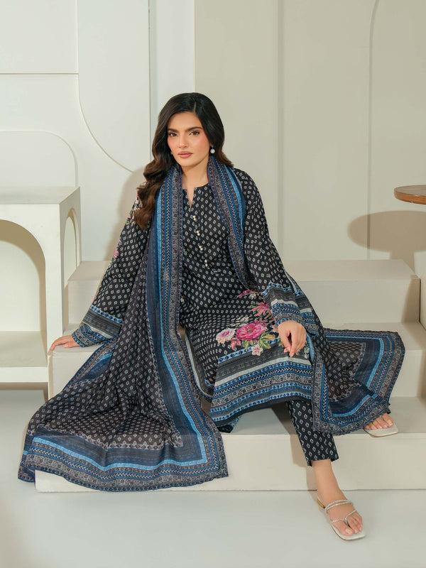 limelight 3 Piece Lawn Suit-Printed (Unstitched) Black