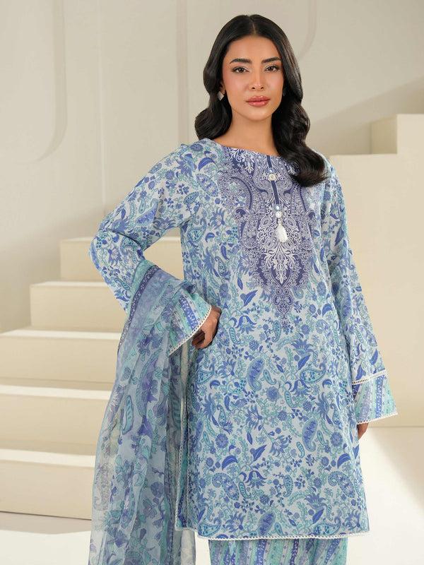Limelight 3 Piece Lawn Suit-Printed (Unstitched) Blue