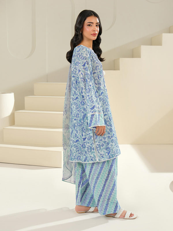 Limelight 3 Piece Lawn Suit-Printed (Unstitched) Blue