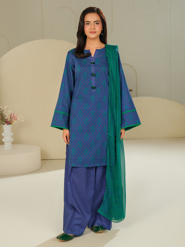 limelight 3 Piece Lawn Suit-Printed (Unstitched) Blue
