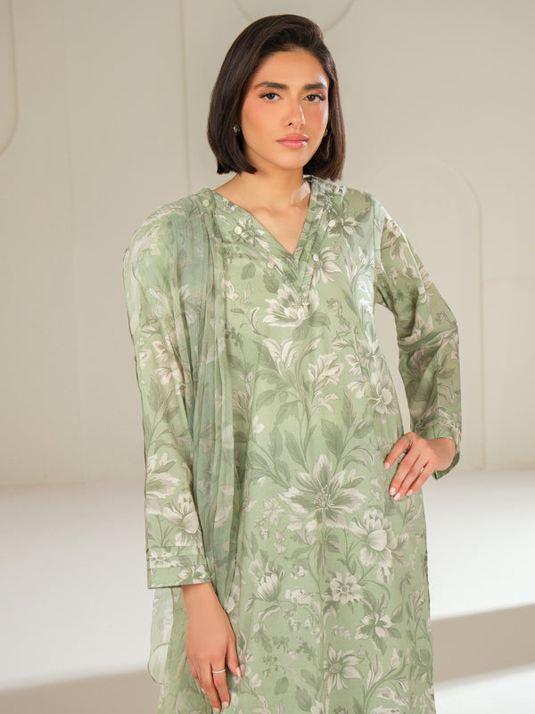 Limelight 3 Piece Lawn Suit-Printed (Unstitched) Green