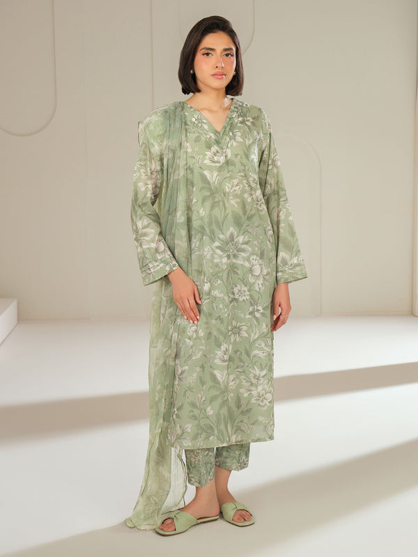 Limelight 3 Piece Lawn Suit-Printed (Unstitched) Green