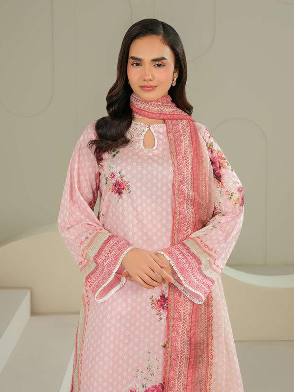 Limelight 3 Piece Lawn Suit-Printed (Unstitched) Pink