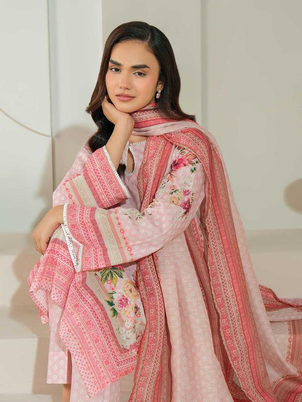 limelight 3 Piece Lawn Suit-Printed (Unstitched) Pink