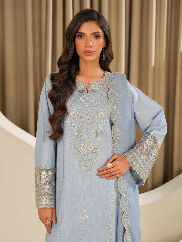 Limelight 3 Piece Missouri Suit-Embroidered (Unstitched) Blue