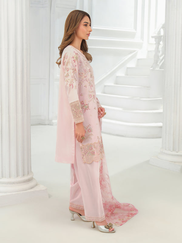 Limelight 3 Piece Net Suit-Embroidered (Unstitched) Pink