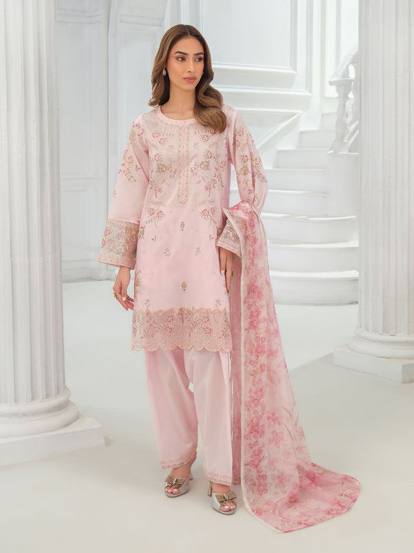 limelight 3 Piece Net Suit-Embroidered (Unstitched) Pink