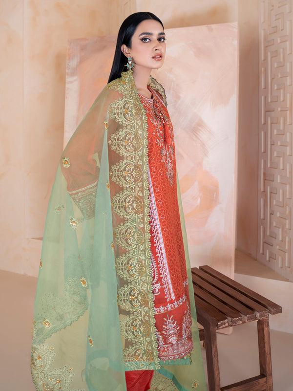 Limelight 3 Piece Organza Suit-Embroidered (Unstitched)