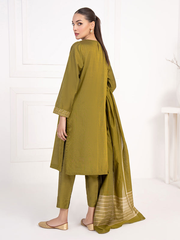 Limelight 3 Piece Raw Silk Suit-Embroidered(Unstitched)