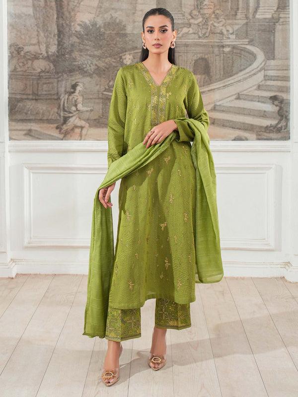 limelight 3 Piece Raw Silk Suit-Embroidered (Unstitched)