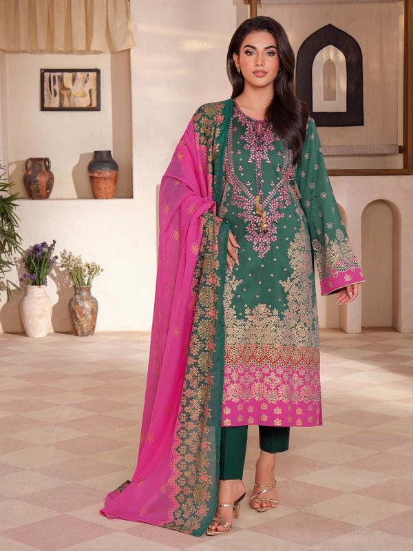 Limelight 3 Piece Satin Suit-Embroidered (Unstitched)