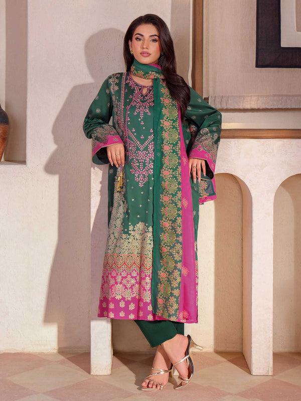 limelight 3 Piece Satin Suit-Embroidered (Unstitched)