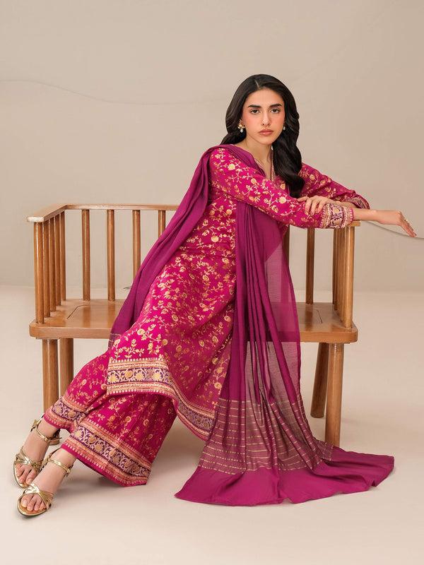 Limelight 3 Piece Satin Suit-Paste Print (Unstitched)