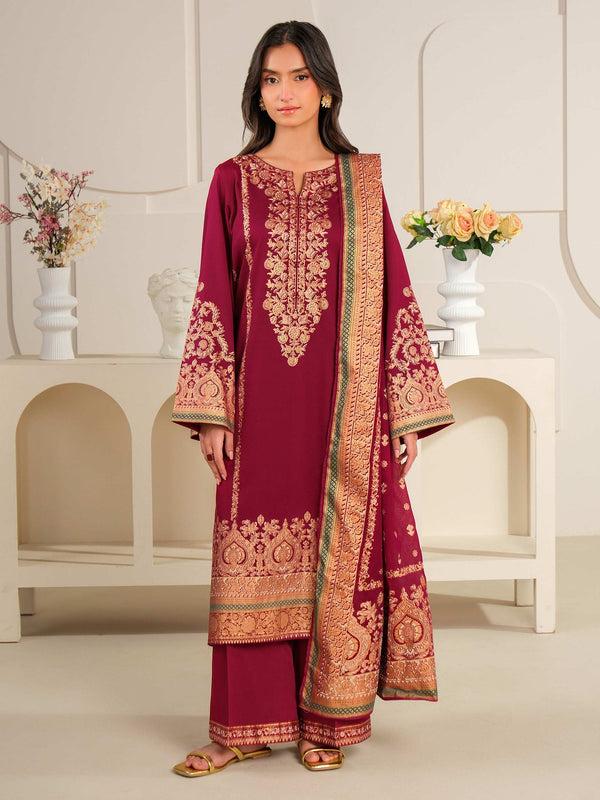 limelight 3 Piece Satin Suit-Paste Print (Unstitched)