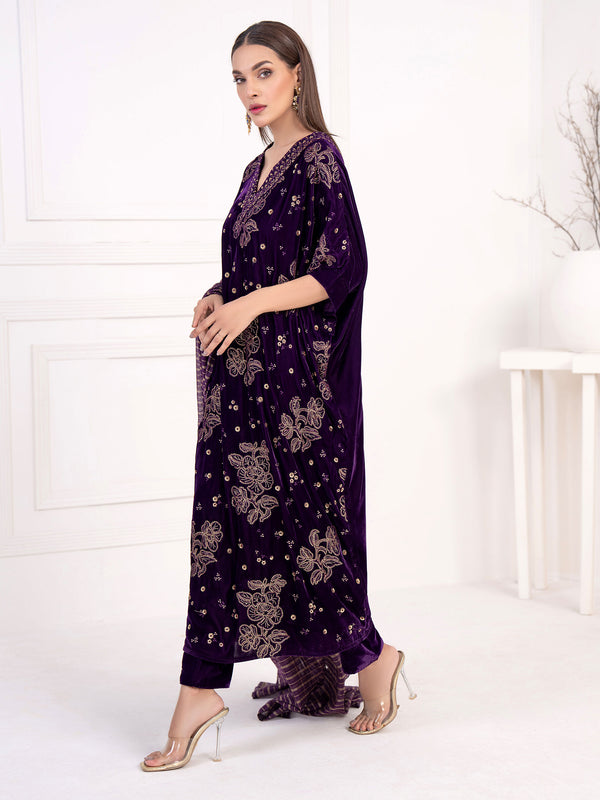 Limelight 3 Piece Velvet Suit-Embroidered(Unstitched)