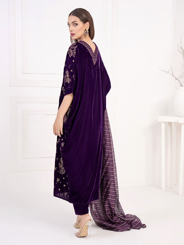 Limelight 3 Piece Velvet Suit-Embroidered(Unstitched)