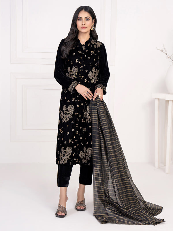 Limelight 3 Piece Velvet Suit-Embroidered(Unstitched)