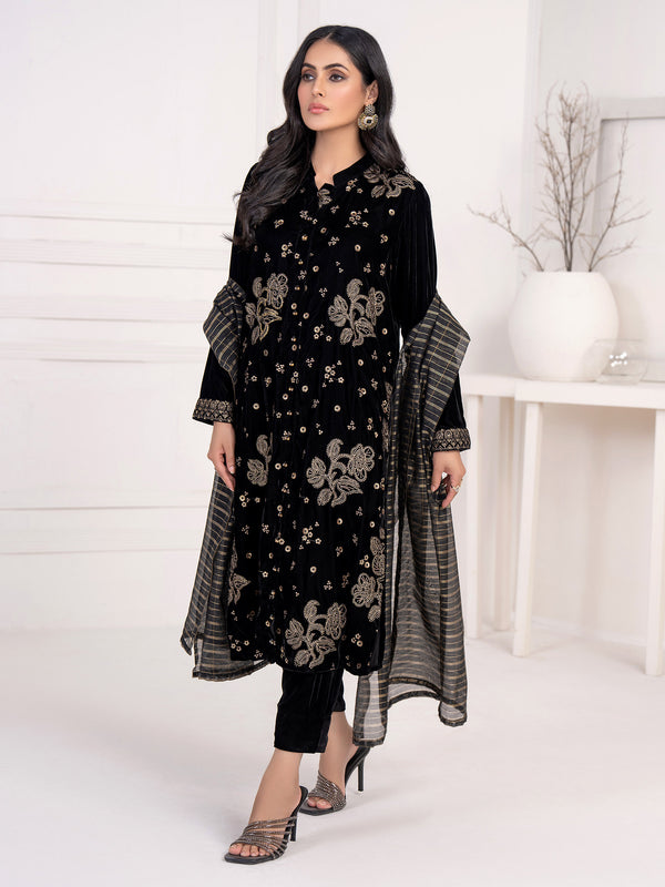 Limelight 3 Piece Velvet Suit-Embroidered(Unstitched)