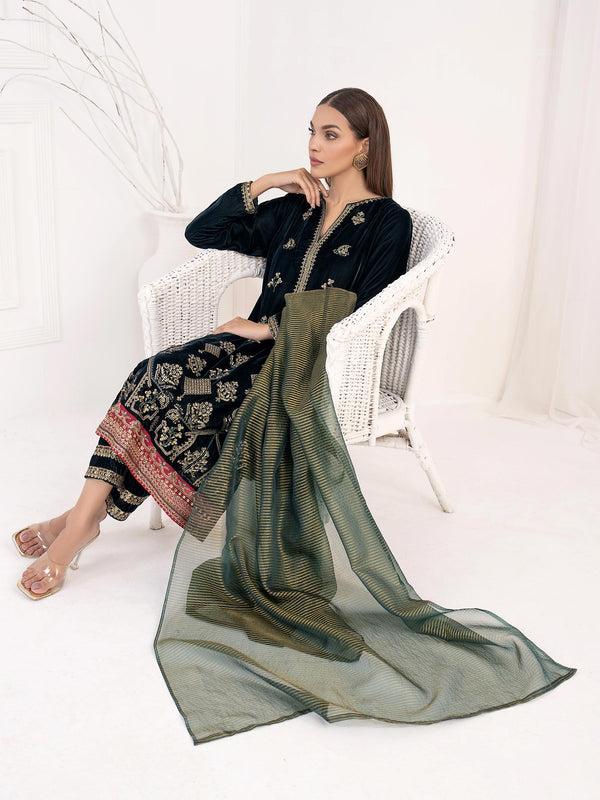 Limelight 3 Piece Velvet Suit-Embroidered(Unstitched)