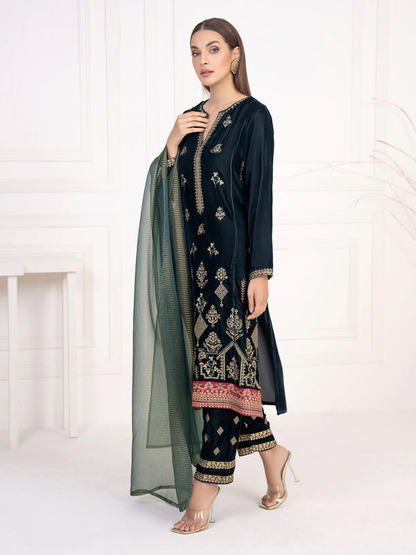 limelight 3 Piece Velvet Suit-Embroidered(Unstitched)
