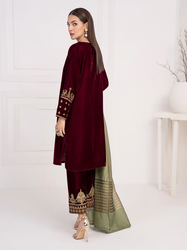 Limelight 3 Piece Velvet Suit-Embroidered(Unstitched)