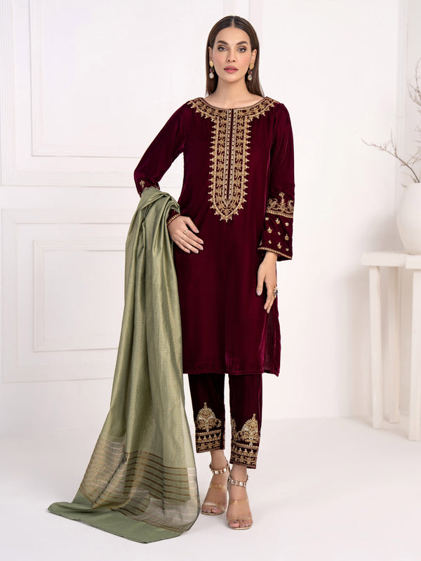 limelight 3 Piece Velvet Suit-Embroidered(Unstitched)