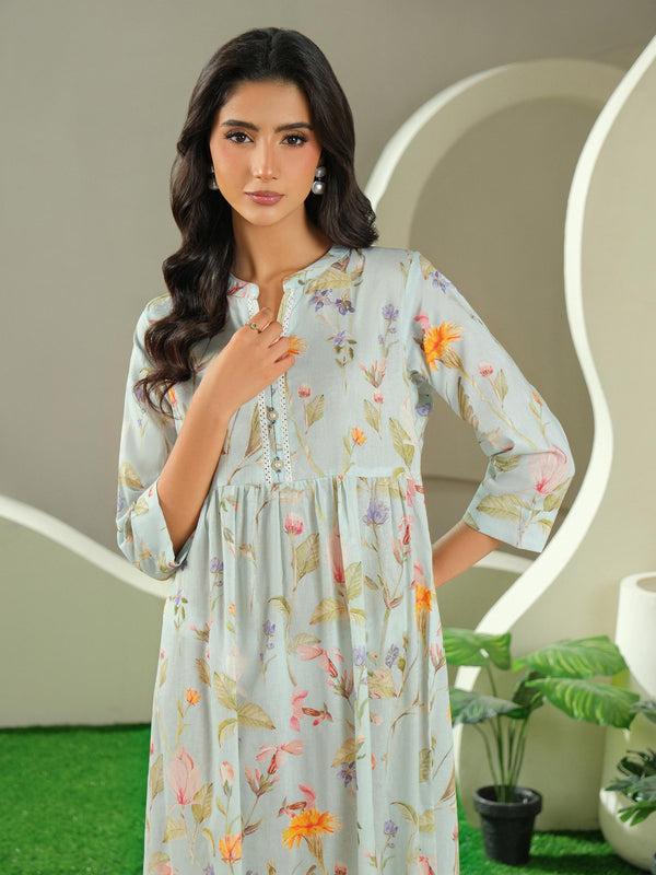 Limelight Cambric Shirt-Printed (Unstitched) Sky Blue