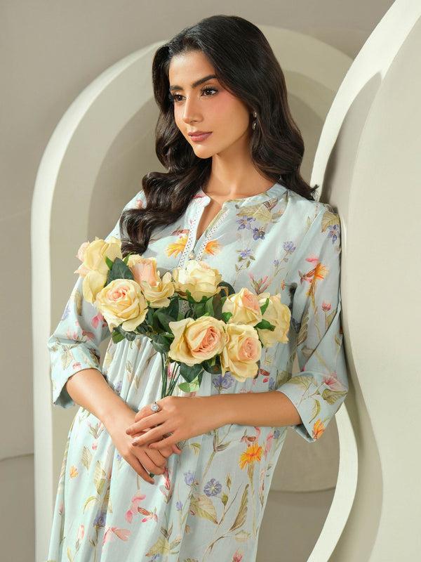 Limelight Cambric Shirt-Printed (Unstitched) Sky Blue