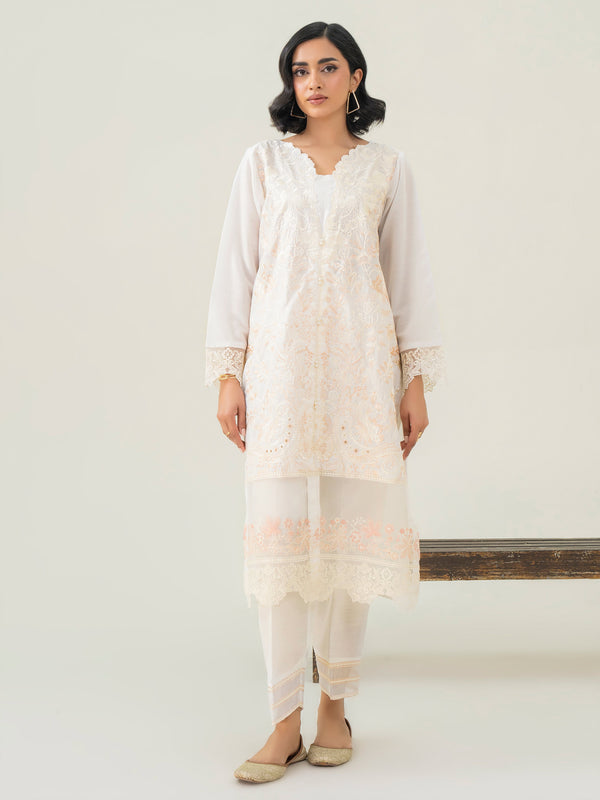 Limelight 2 Piece Raw Silk Suit-Embroidered (Pret)