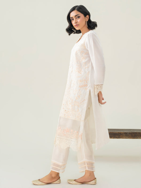 Limelight 2 Piece Raw Silk Suit-Embroidered (Pret)