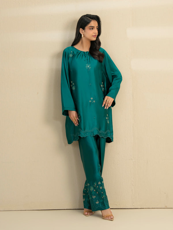 limelight 2 Piece Silk Suit-Embroidered (Pret) Teal