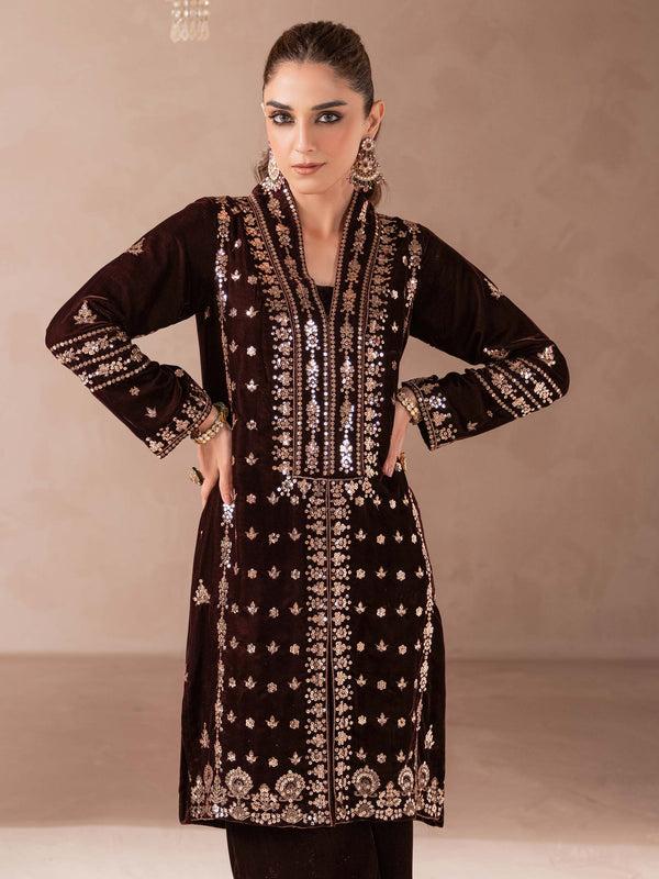 Limelight 2 Piece Velvet Suit-Embroidered (Pret)