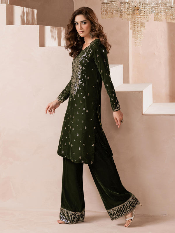 Limelight 2 Piece Velvet Suit-Embroidered (Pret)
