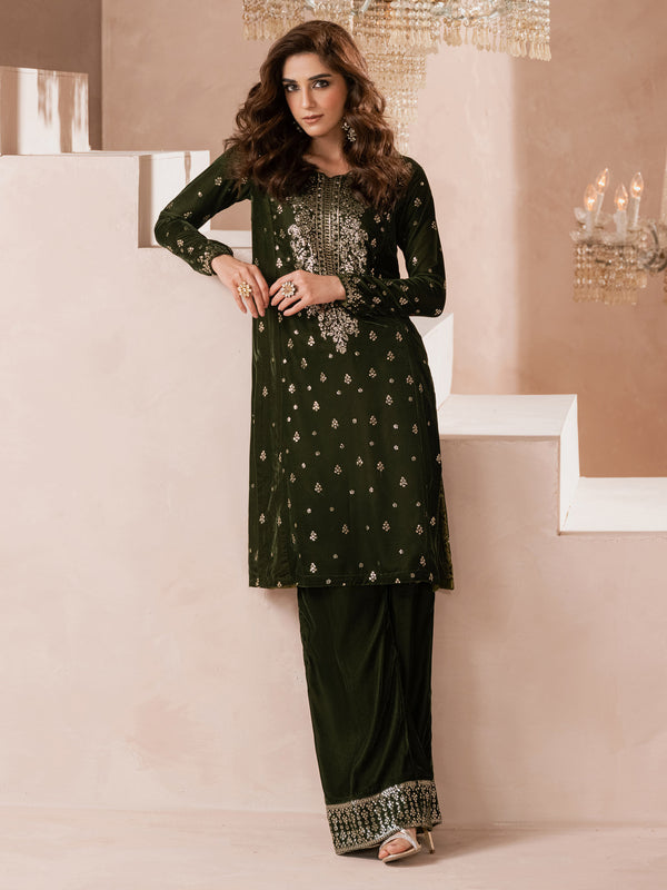 Limelight 2 Piece Velvet Suit-Embroidered (Pret)