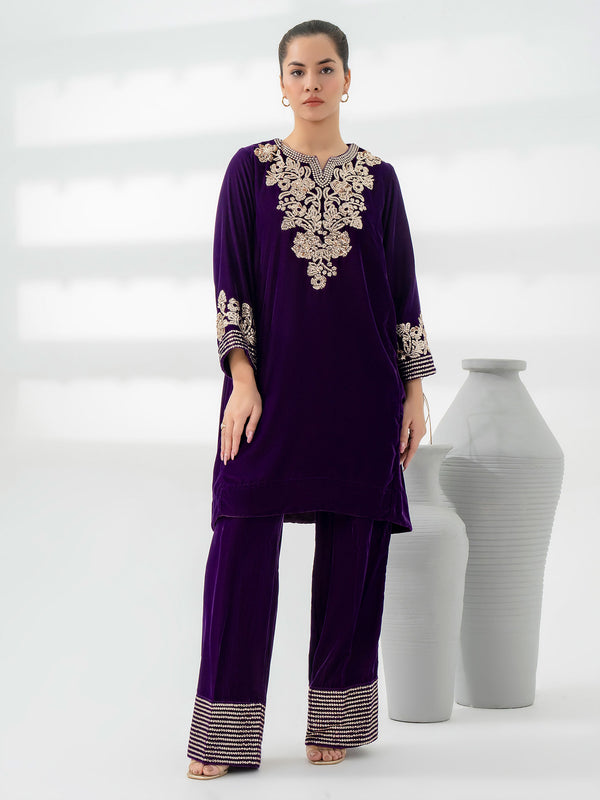 Limelight 2 Piece Velvet Suit-Embroidered (Pret)