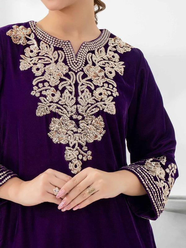 limelight 2 Piece Velvet Suit-Embroidered (Pret)