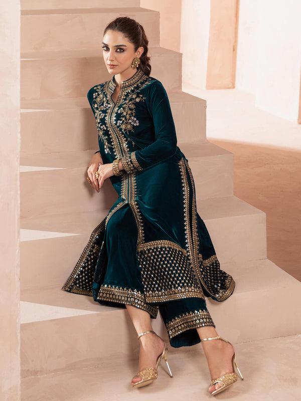 limelight 2 Piece Velvet Suit-Embroidered (Pret)