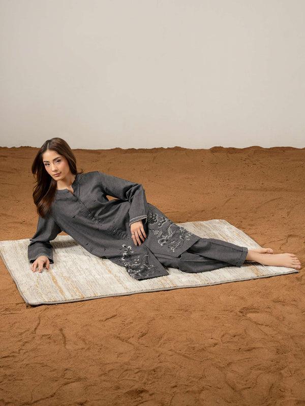 Limelight 2 Piece Yarn Dyed Suit-Embroidered (Pret)