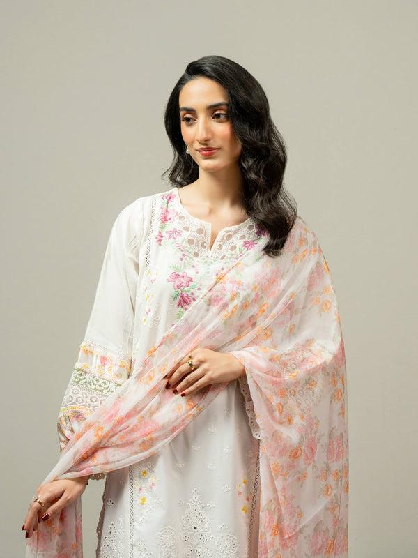 Limelight 3 Piece Cambric Suit-Embroidered (Pret)