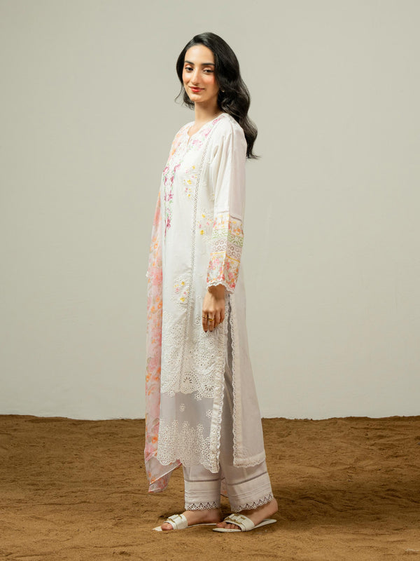 Limelight 3 Piece Cambric Suit-Embroidered (Pret)