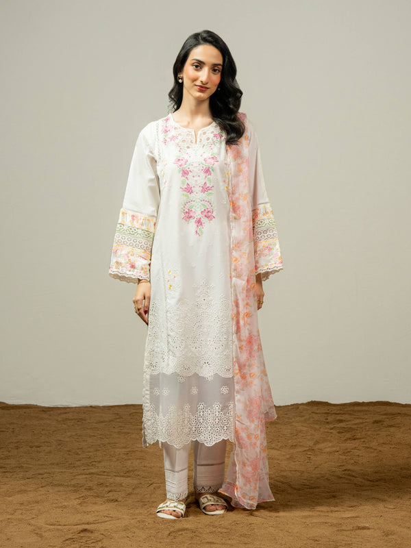 Limelight 3 Piece Cambric Suit-Embroidered (Pret)