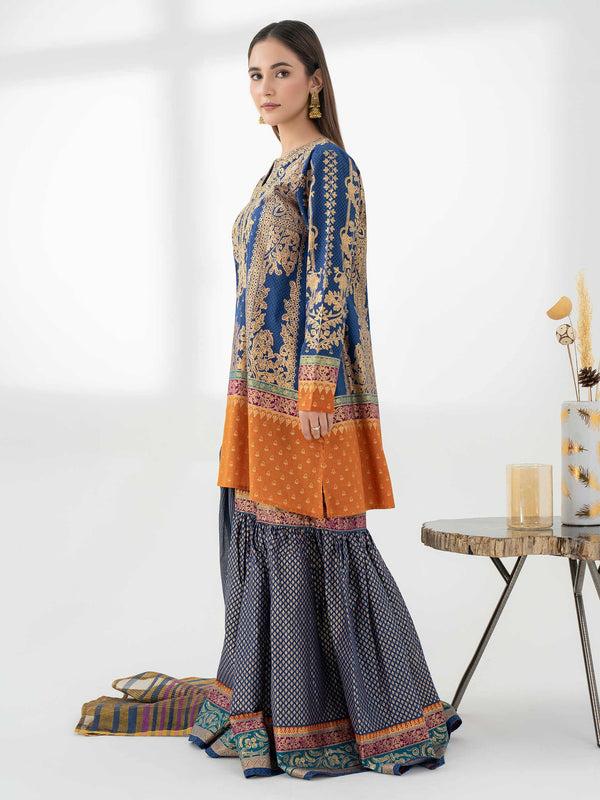 Limelight 3 Piece Cambric Suit-Embroidered (Pret)