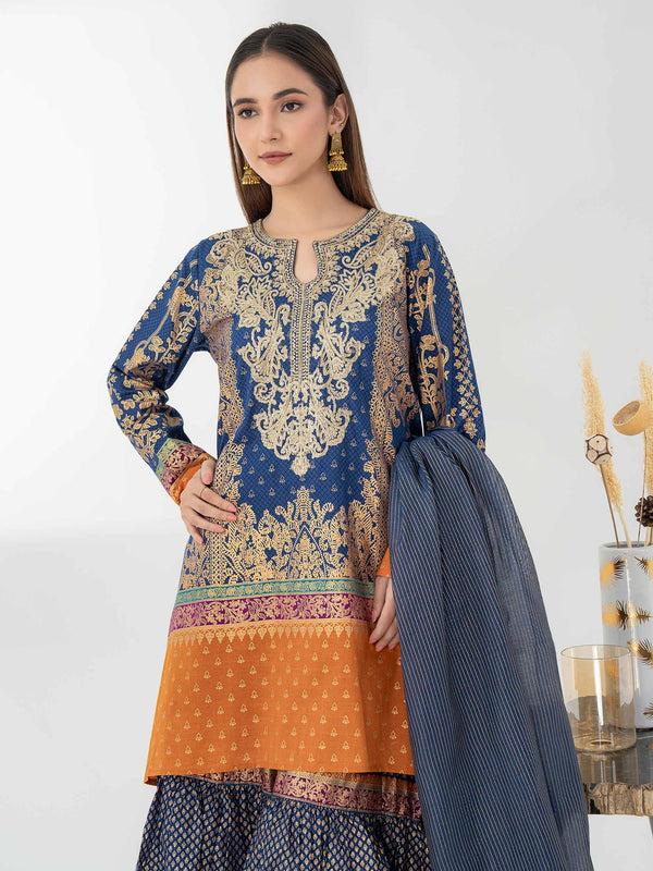 Limelight 3 Piece Cambric Suit-Embroidered (Pret)